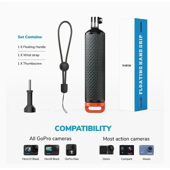 Sametop Floating Hand Grip Waterproof Handle For GoPro Hero 12-1 DJI Osmo Action - Picture 5 of 9
